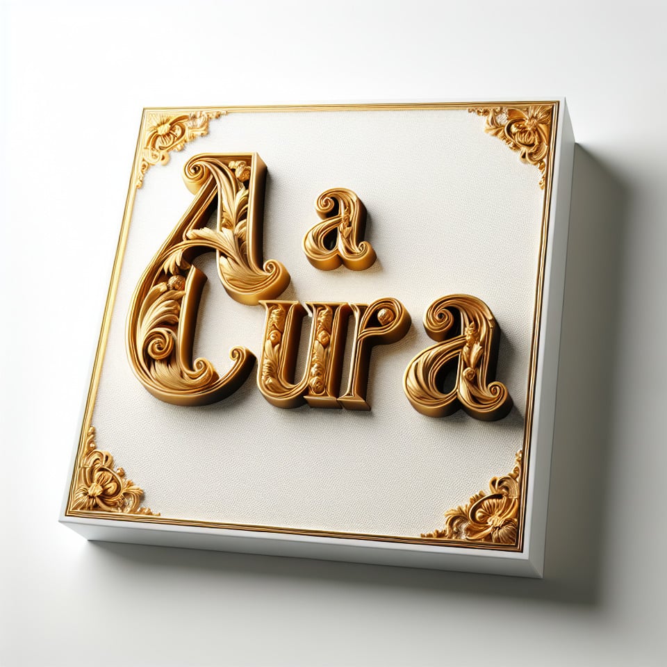 text A Cura lettering in luxury gold color on white background text effect image