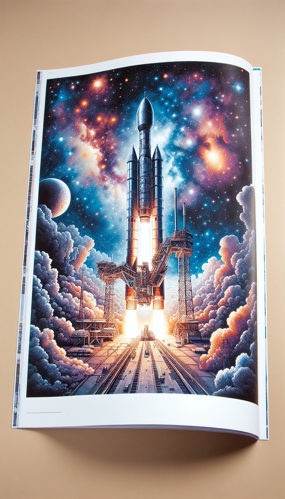 Create without text A4 Full Page image for Cosmic Explorations: Unveiling the Future of Space ISRO PSLV Launcher text effect image
