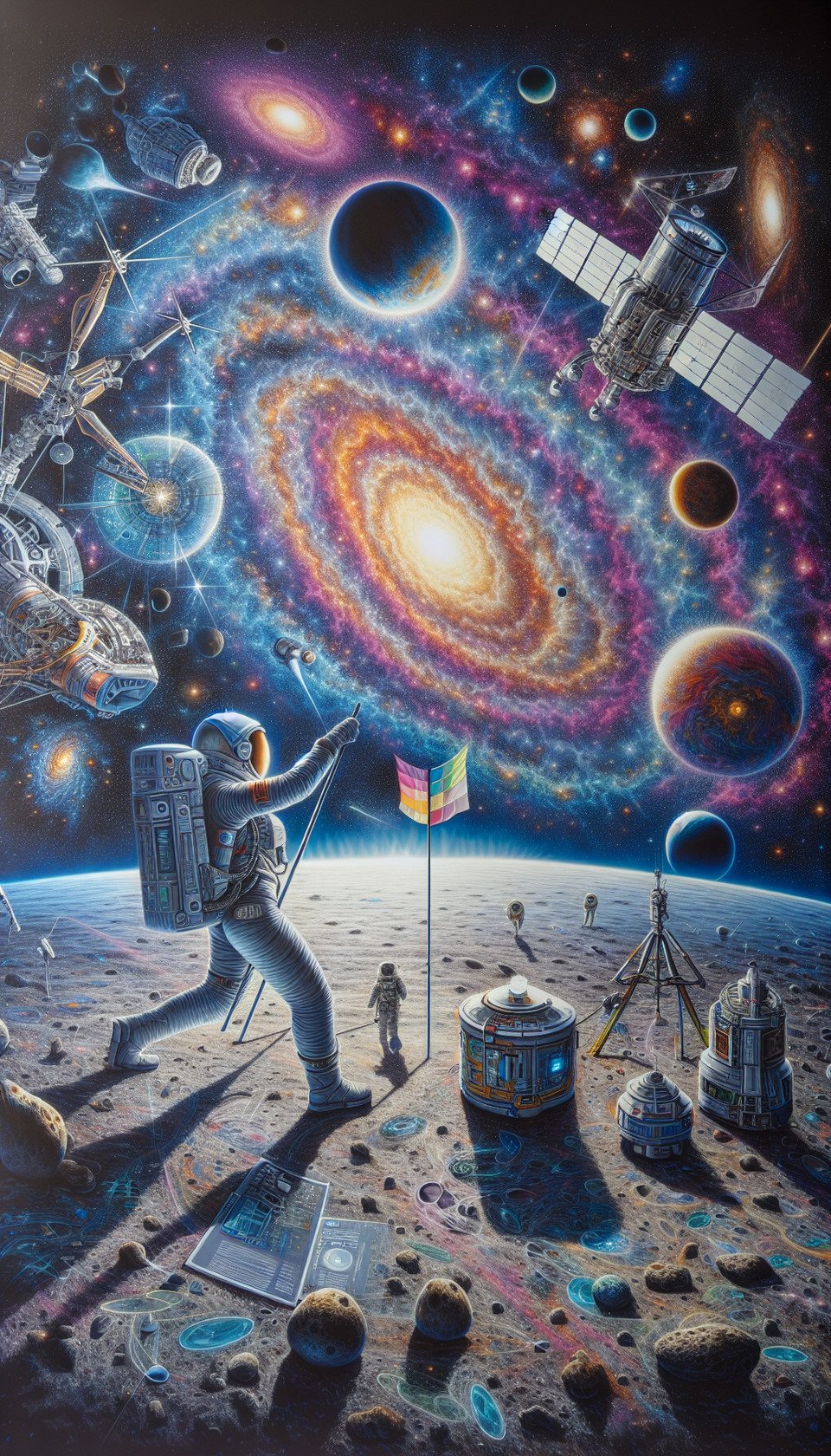 Create without text Full Page image: Cosmic Explorations: Unveiling the Future of Space text effect image