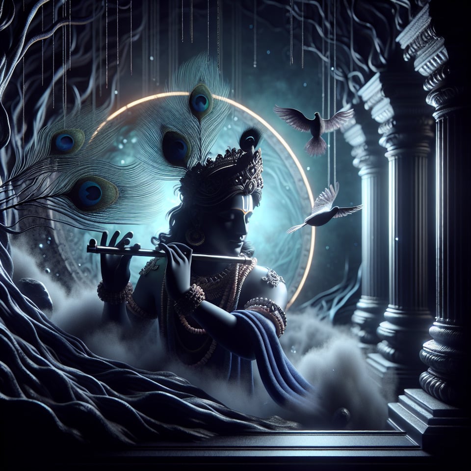 Lord Krishnacinematic3d renderphotodark fantasy text effect image