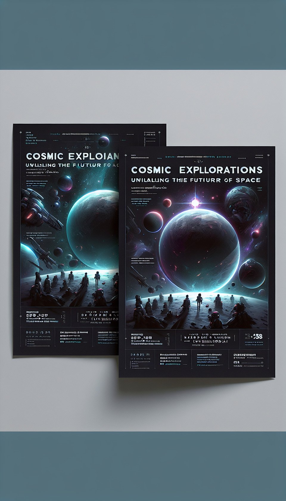 without text Create seminar dark flyer: Cosmic Explorations: Unveiling the Future of Space without textwithout humanand in Low Earth Orbitposter3d renderillustrationdark fantasypaintinganime text effect image
