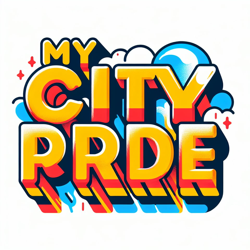 text MY CITY PRIDE cartoon text effect on white background text effect image