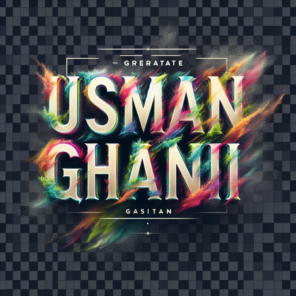 Text USMAN Ghani colorful splash 3d text and smoky transparent backgroundRealistic detailed view. text effect image