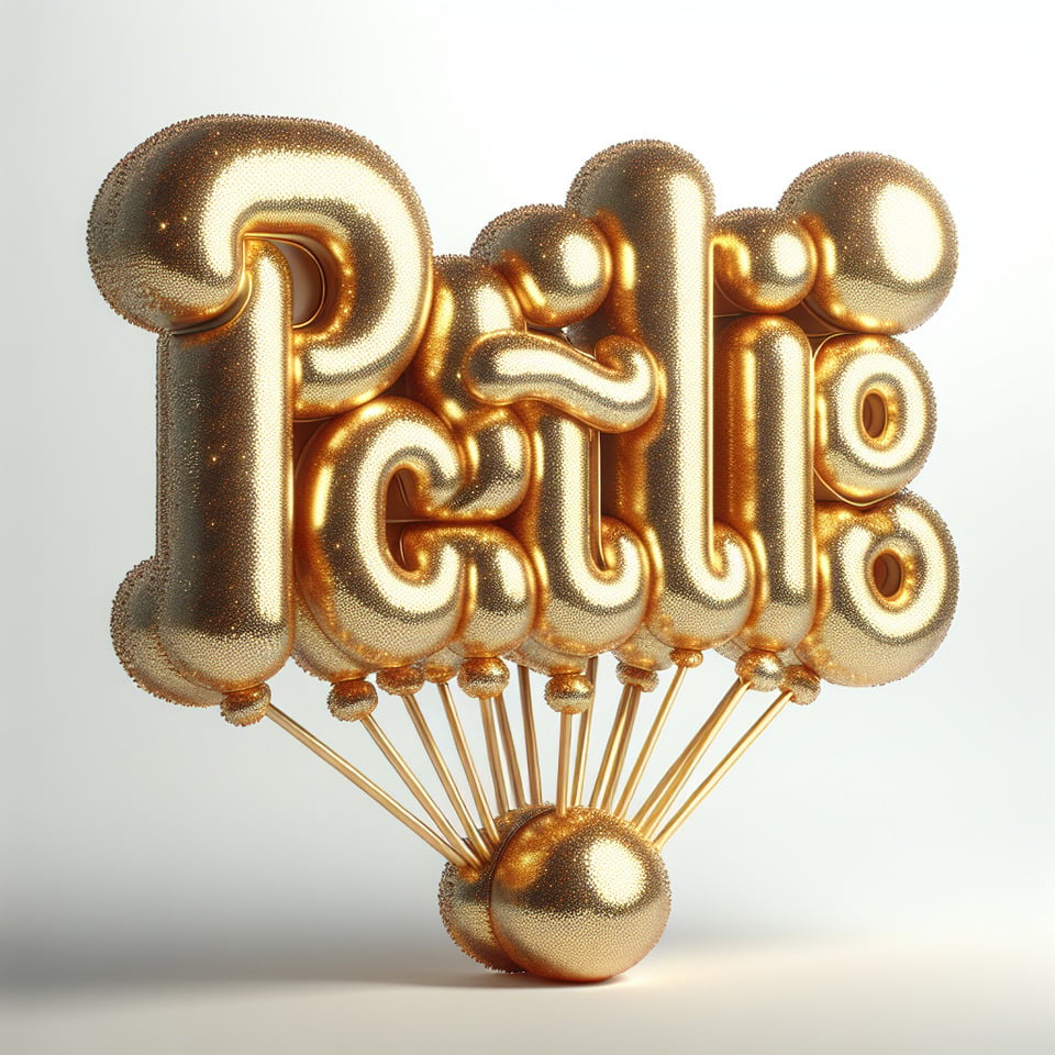 text PORTFOLIO 3d text golden balloon lettering illustration vector on white background text effect image