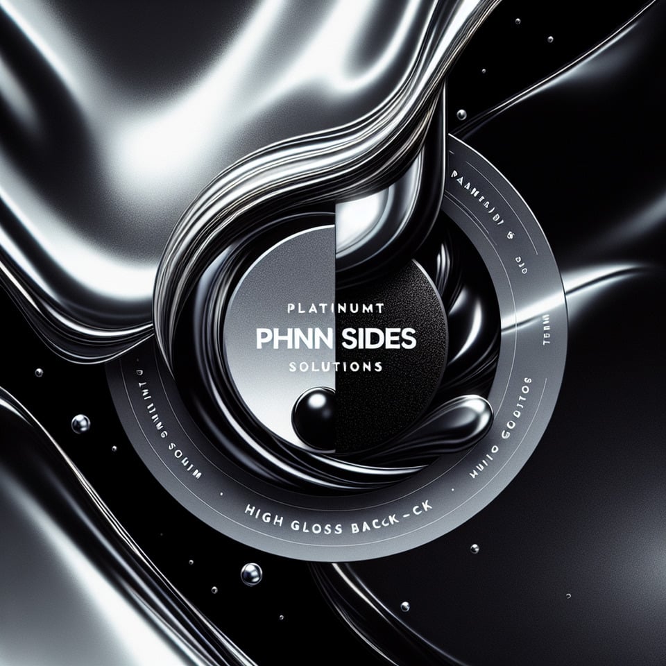 Text SHINY SIDES SOLUTIONS” PLATINUM AND HIGH GLOSS BLACKillustration text effect image