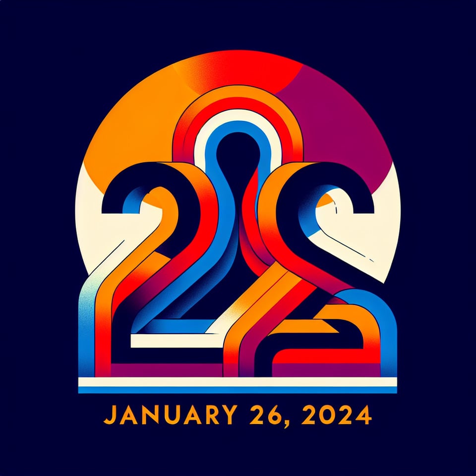26 january 2024 in tricolour text effect image