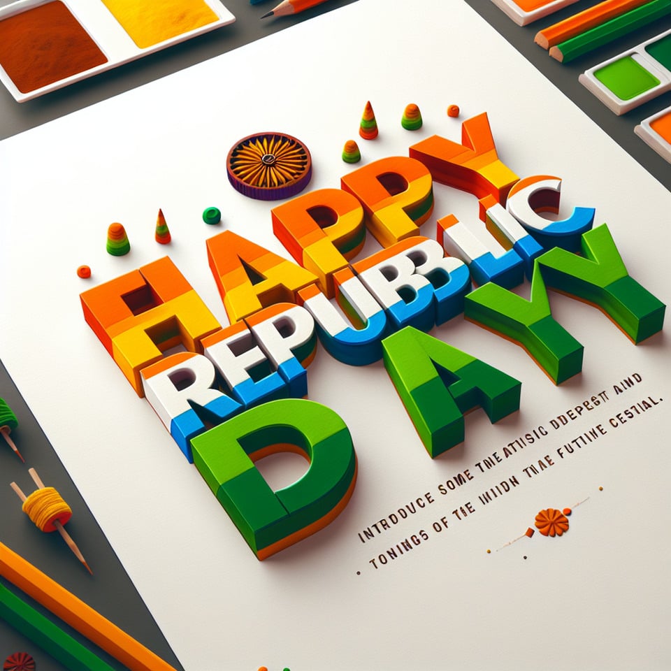 HAPPY REPUBLIC DAY in tricolour text effect image
