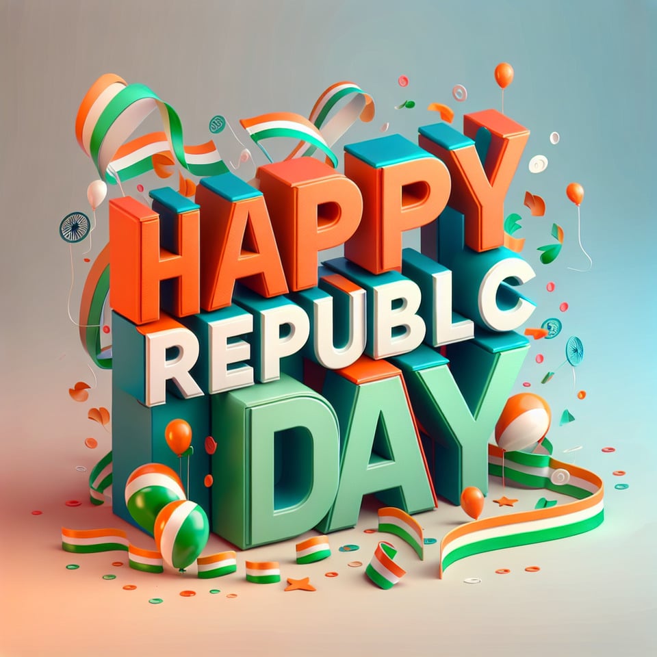         HAPPY ,REPUBLIC DAY3d render text effect image