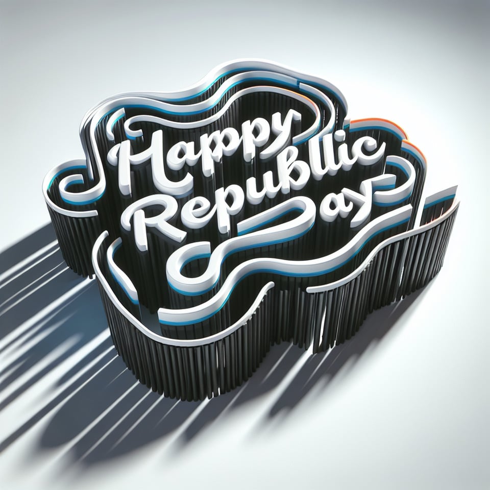 HAPPY ,REPUBLIC DAY IN WAVE VERSION SHADOW IN VIDEO3d render text effect image