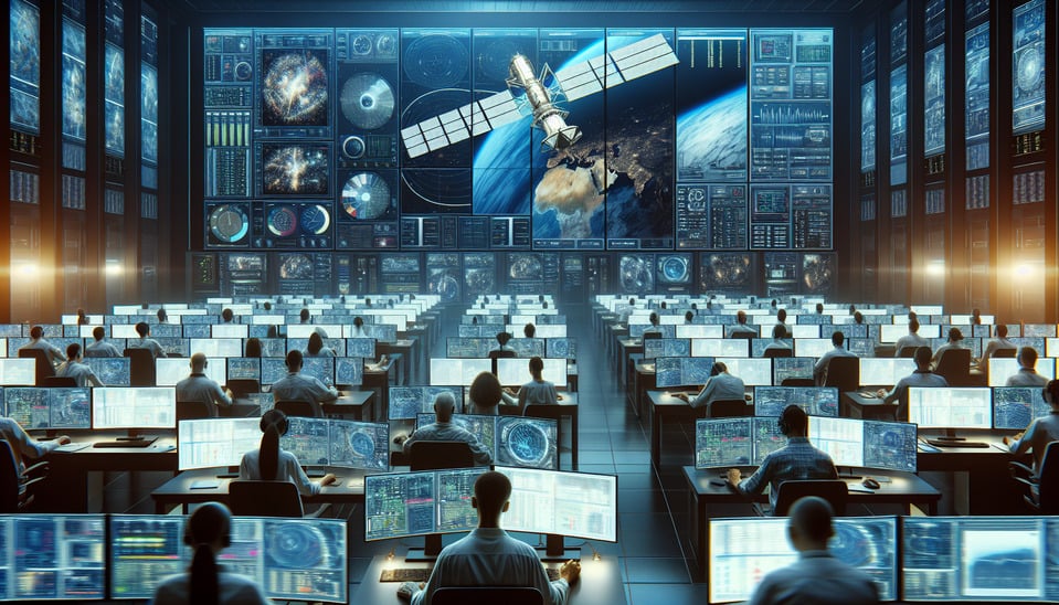 create image satellite Ground Control Station Operations: NO TEXTposter text effect image