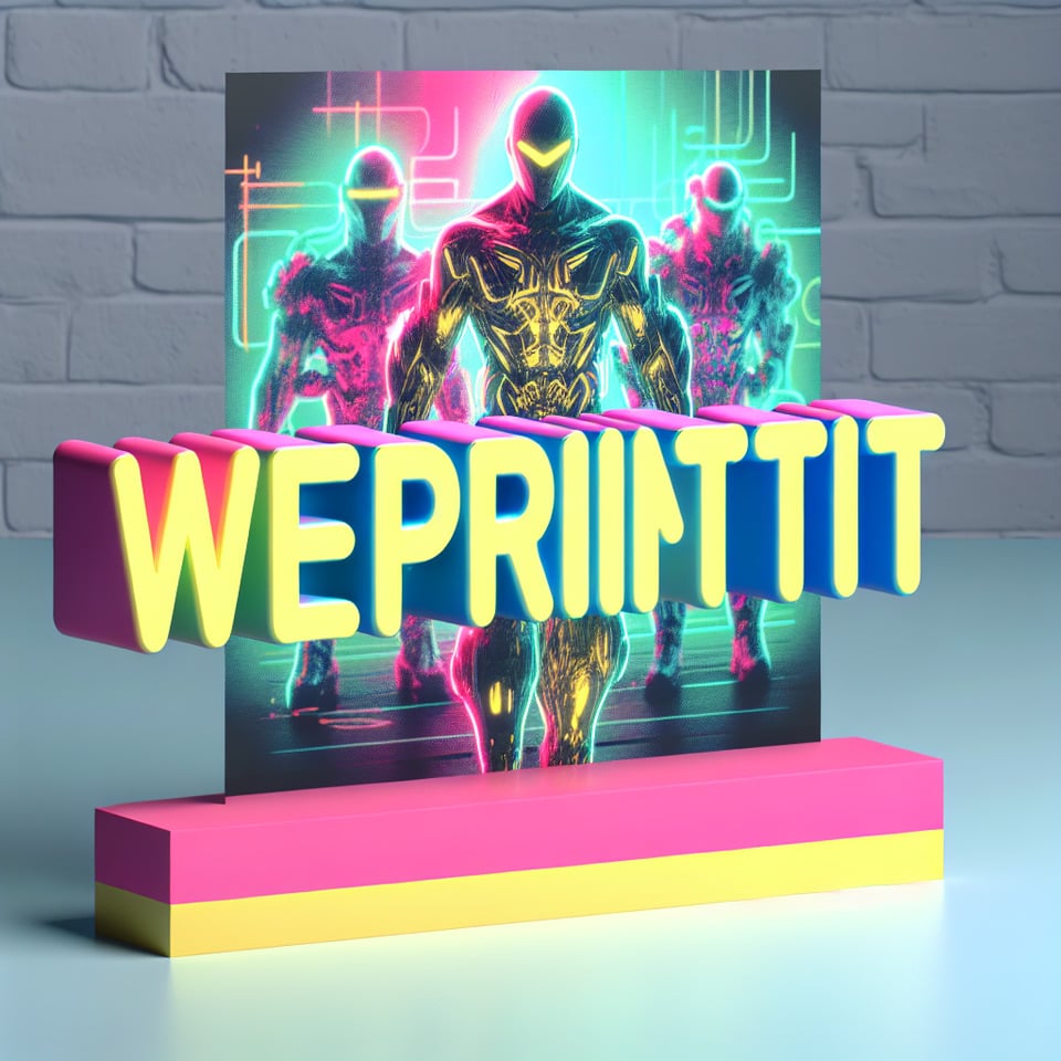 Text WePrintIt cyberpunk stylethree-dimensionalNeon effectfluid within textlight background text effect image