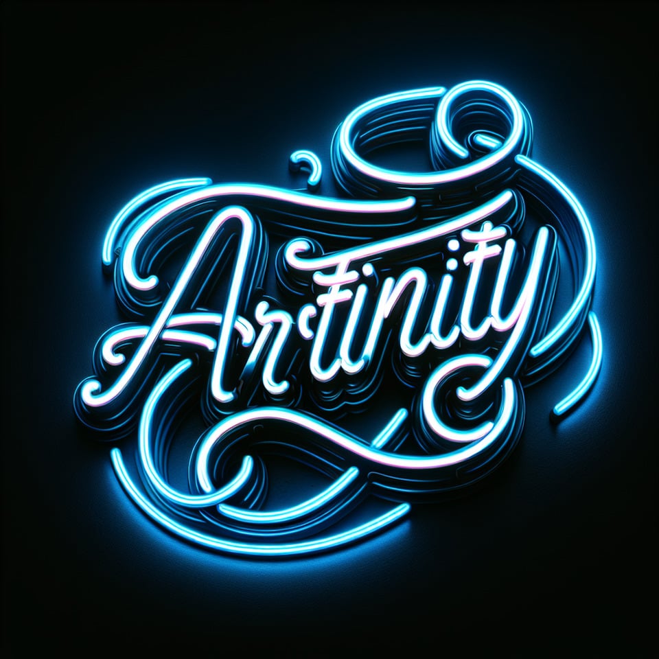 text artfinity in super ultr realistic in script font with neon effect text effect image