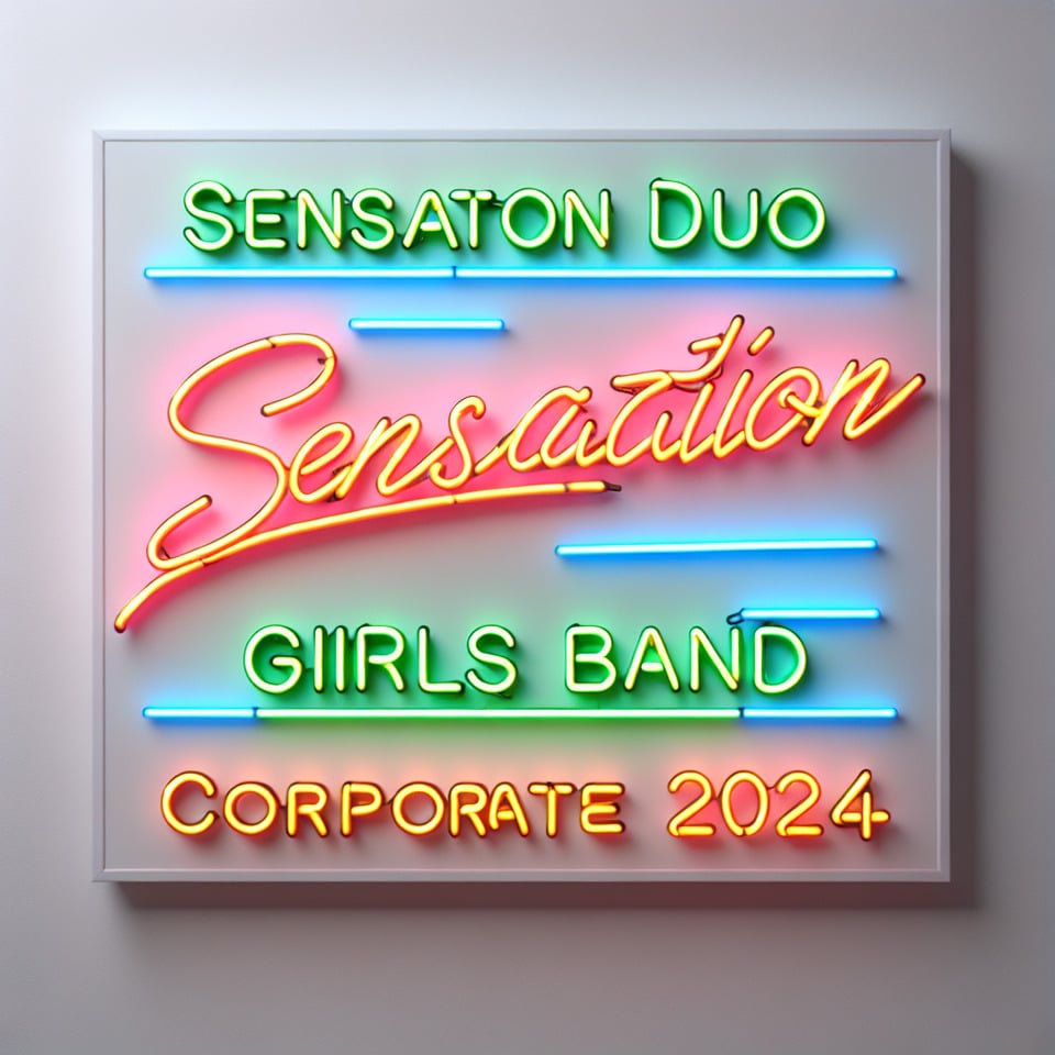 text Sensation duo Girls band - Corporate 2024 neon text effects on white background text effect image