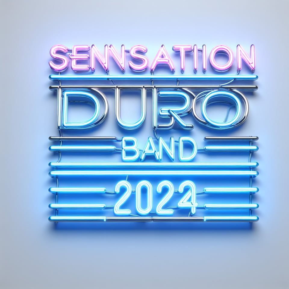 text Sensation duo Girls band - Corporate 2024 neon text effects on white background3d render text effect image