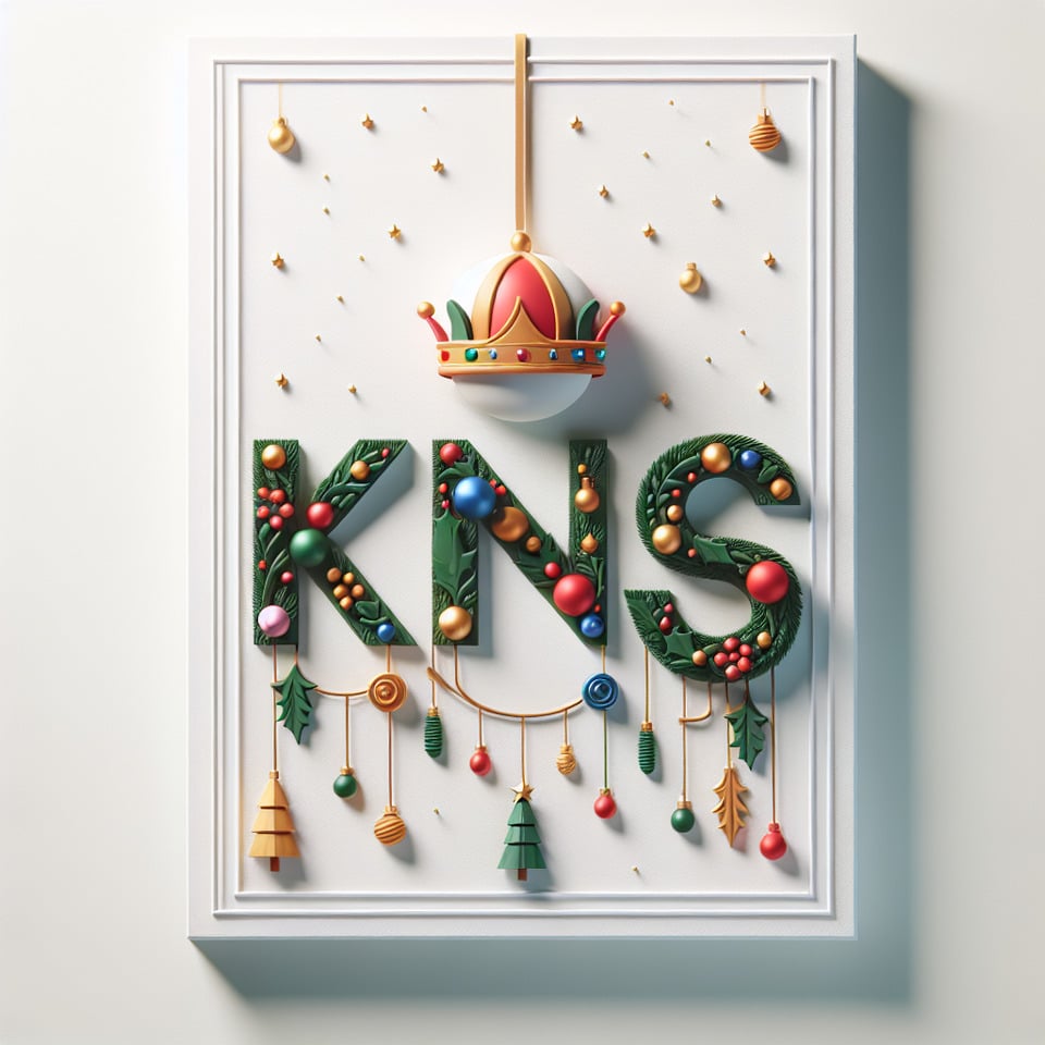 Holiday lettering text King multicolored on white background text effect image