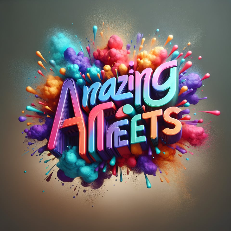 Text AMAZING AFS MEETS colorful splash 3d text and smoky background text effect image