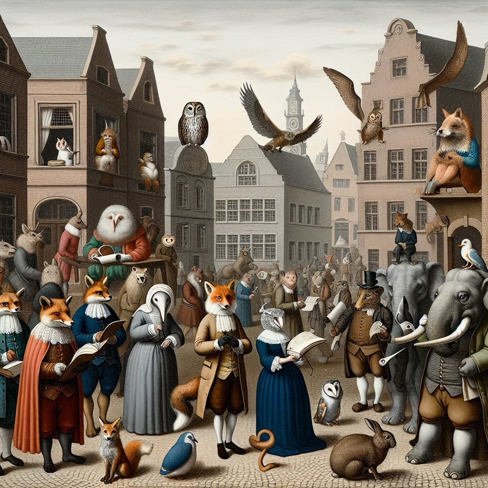 An animal tale or beast fable generally consists of a short story or poem in which animals talk. They may exhibit other anthropomorphic qualities as wellsuch as living in a human-like society. It is a traditional form of allegorical writing. text effect image