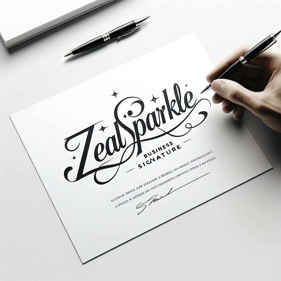 Craft an engaging business signature with a handwritten touch on a clean white background. Incorporate 'Abdul Kalam' seamlessly to exude confidencepositivityand energy. Subtly weave in 'ZealSparkle' for a stylish flair. The focus is on creating a professional and visually appealing text-based signatureavoiding any human imagery. The design should reflect claritycleanlinessand a polished business aesthetic all Outputs With Single Word text effect image