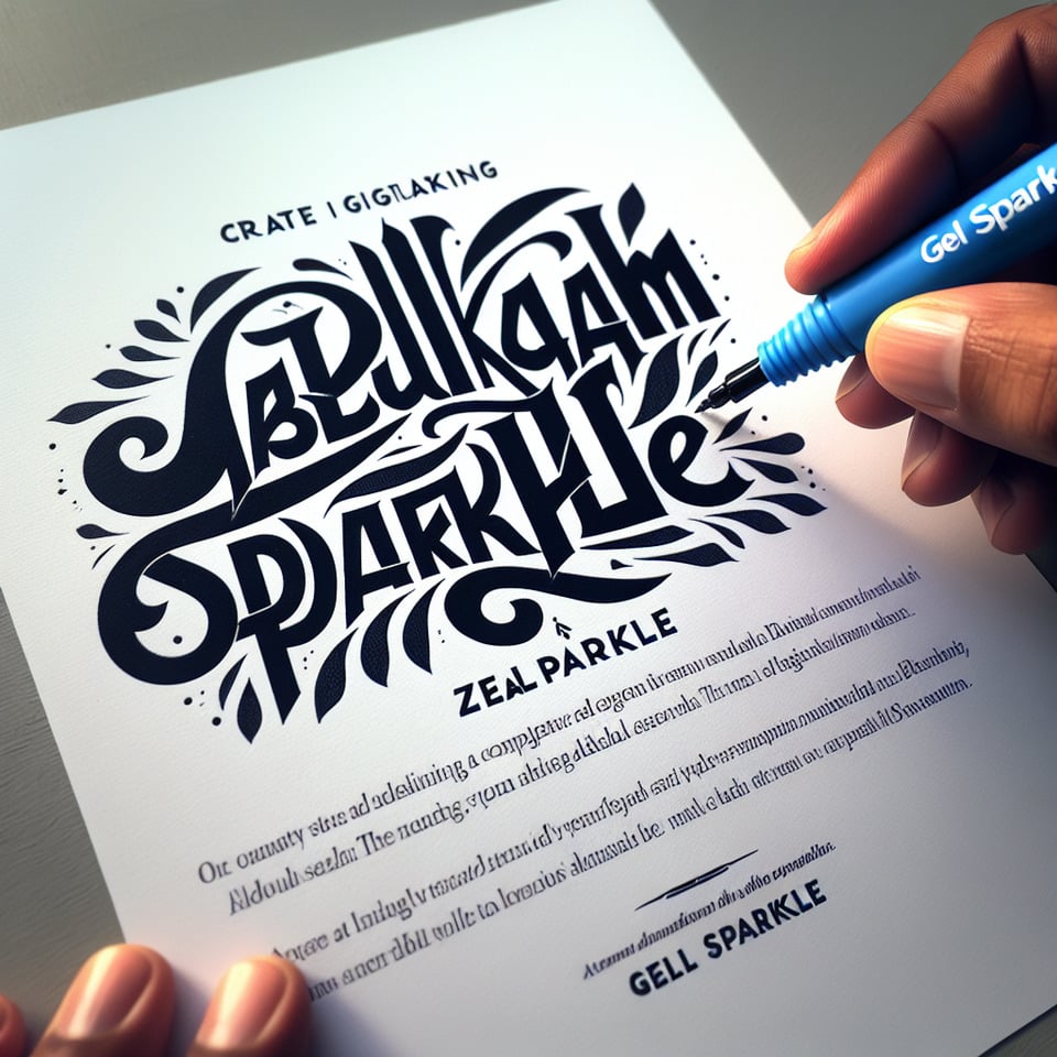 Generate a distinctive text-style signature by combining the two words 'AbdulKalam' and 'ZealSparkle' into a singlevisually appealing unit. Emphasize a handwriting aesthetic to enhance the uniqueness of the signature. The focus should be on creating a seamless fusion that allows 'AbdulKalam' to dominate while incorporating the essence of 'ZealSparkle make sure Only Write A Single Word and after final Output Use the lines of style design appearing in this word to write gel sparkle text effect image