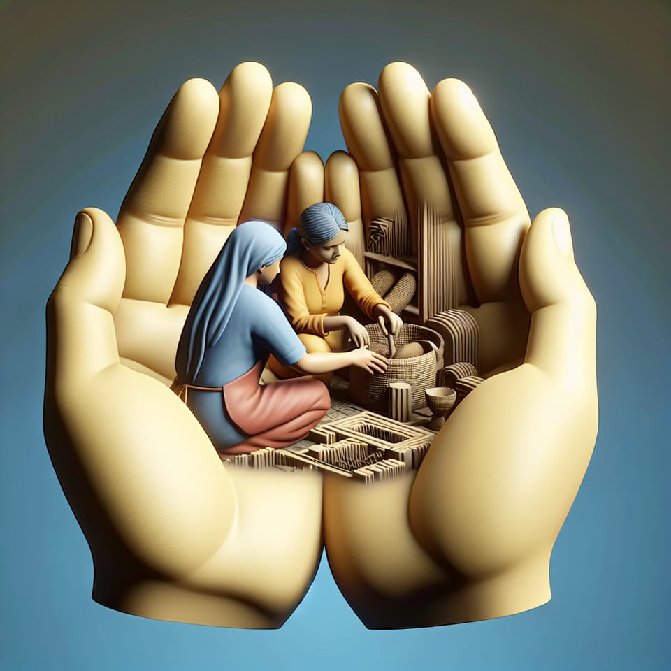 TWO HAND AND A WOMAN DOING WORK BETWEEN ON IT 3d render text effect image