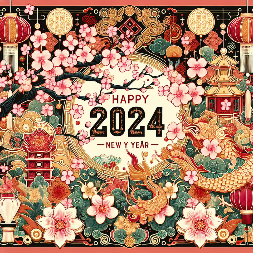 vẽ một tấm thiệp tết 2024 text effect image