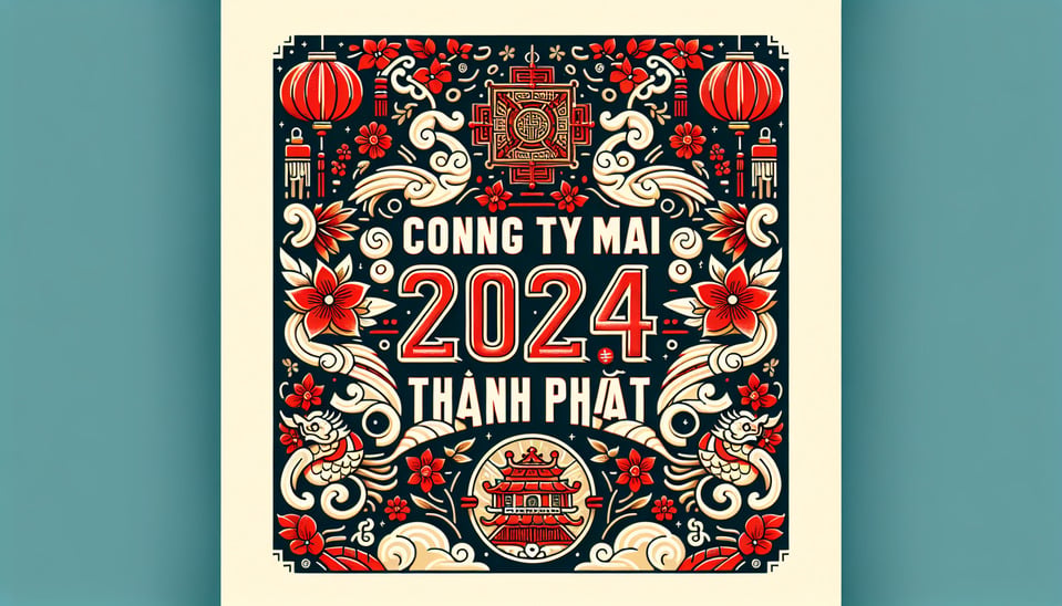 vẽ một tấm thiệp tết 2024có dòng chữ  Cong ty Mai Thanh Phat ở chính giữa màu đỏillustration text effect image
