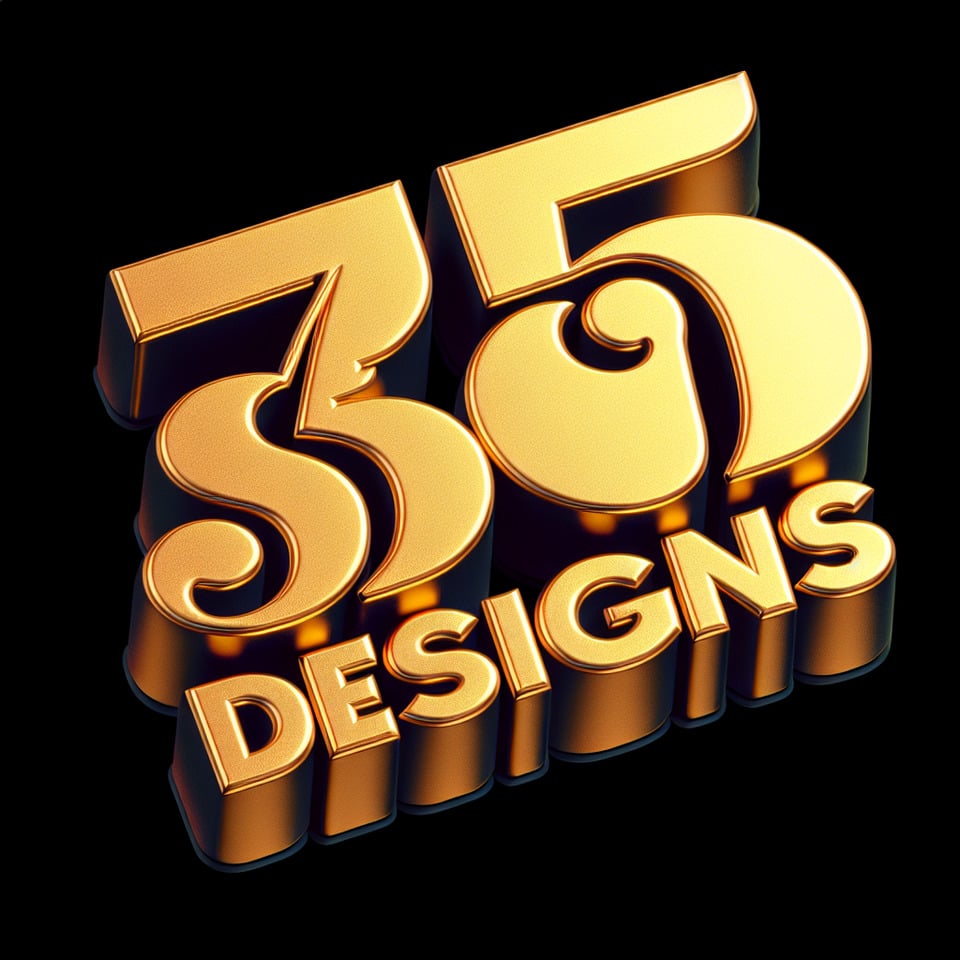 Text 75 SSM Designs in 3d gold text effect image