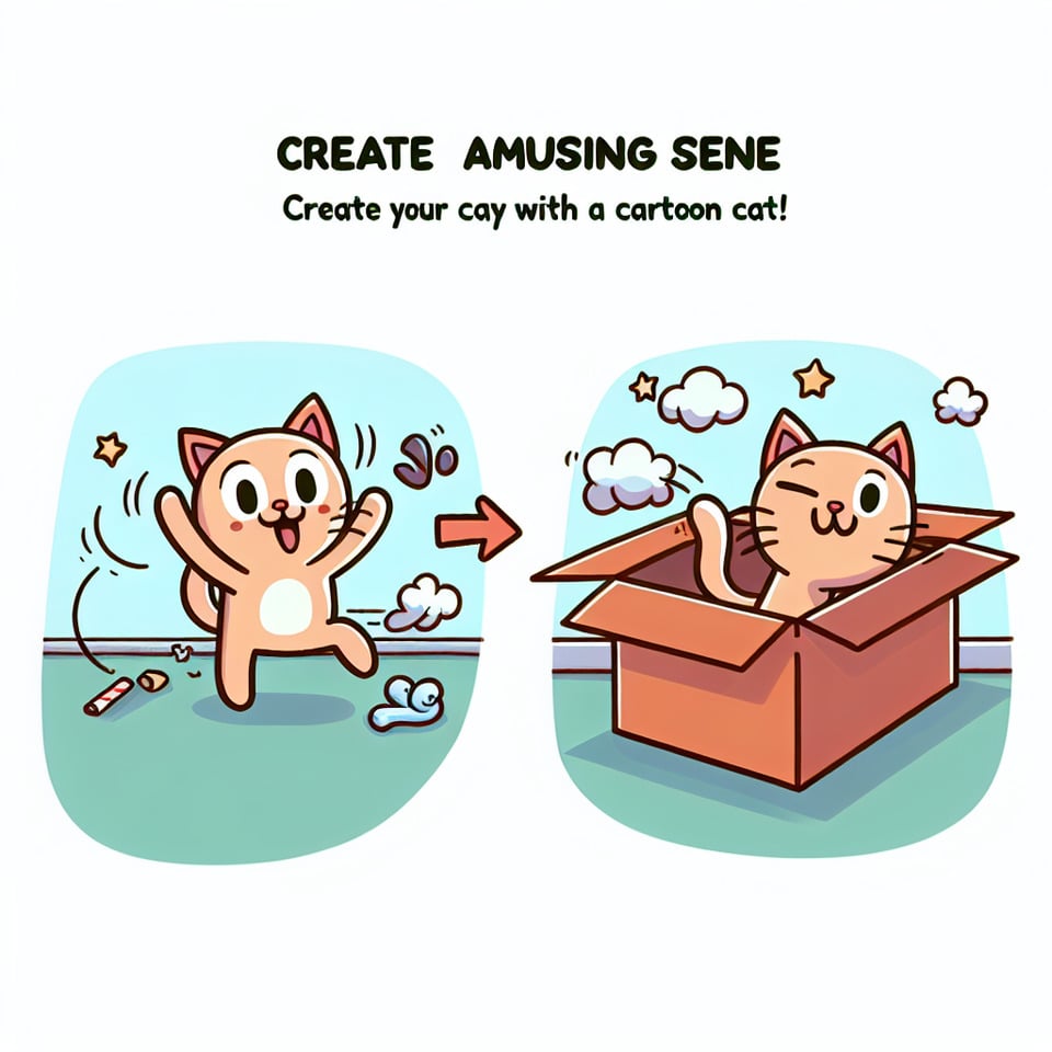 Funny cat cartoon - vector text effect image