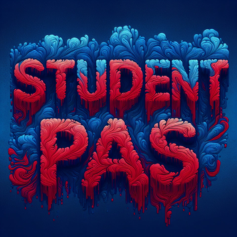 STUDENT PASS TEXT WROTE IN BLUE AND RED COLOUR MIXED text effect image