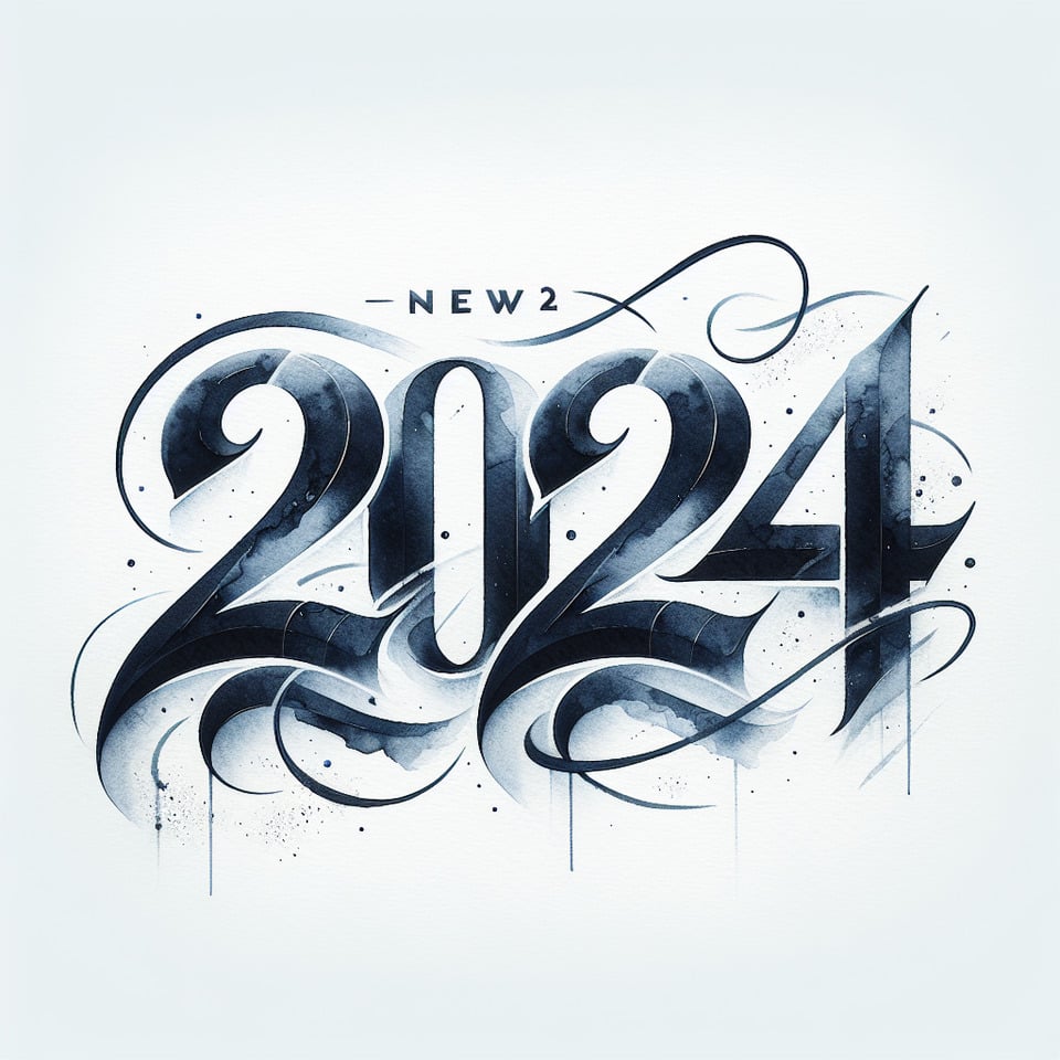 text 2024 beautiful watercolor lettering on white backgroundcinematic3d renderillustration text effect image