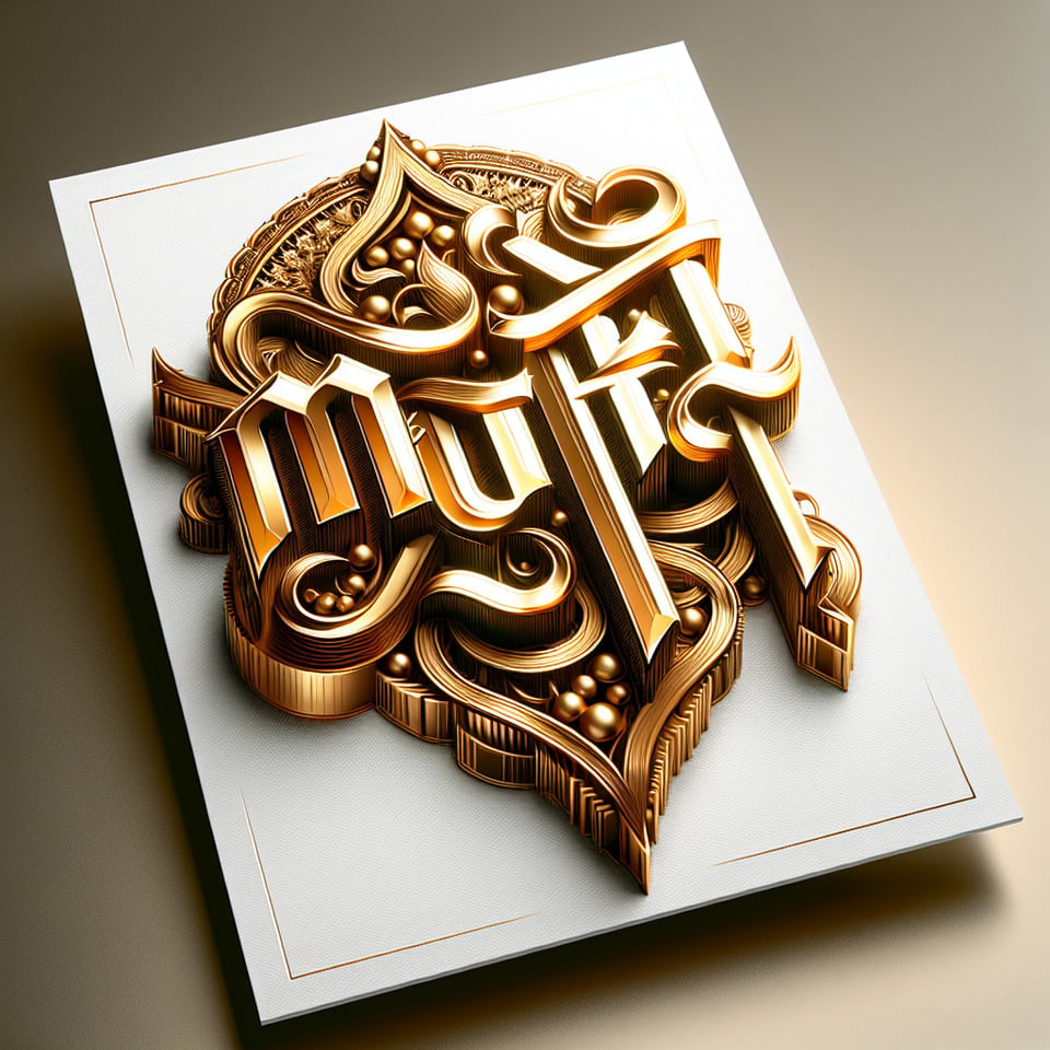 text Mufti card with luxury golden text effect on white background text effect image