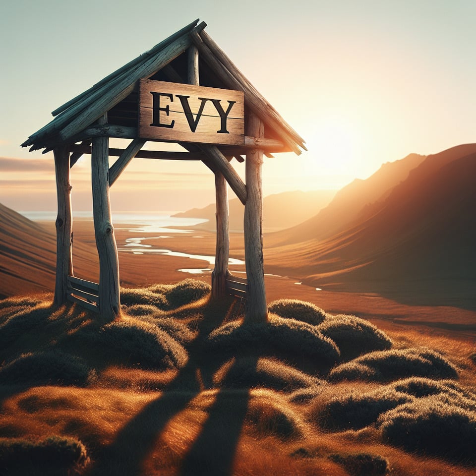 Create an innovative image with the name 'EVY' text effect image