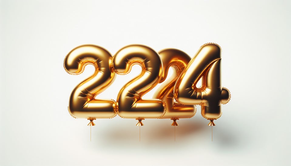 text 2024 3d text golden balloon lettering illustration vector on white background text effect image