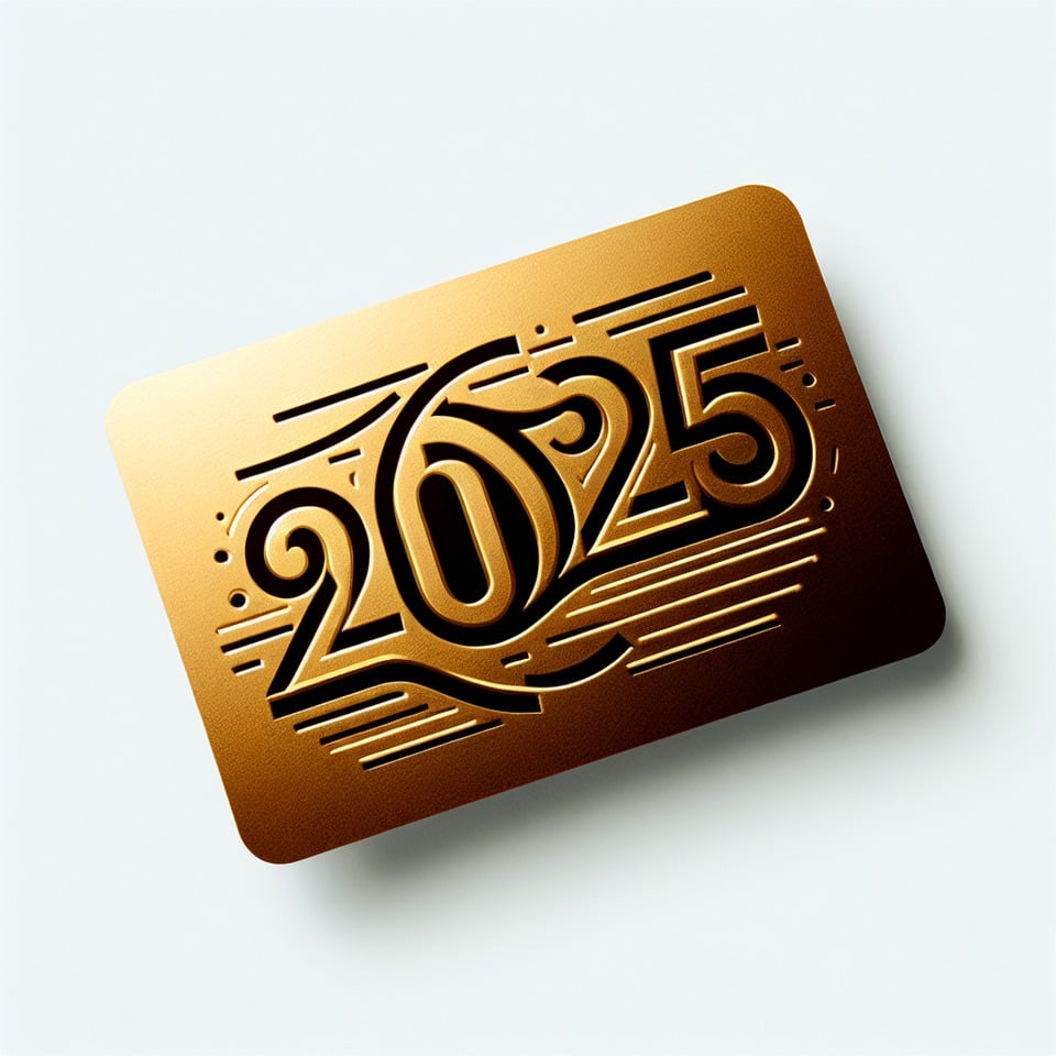 text 2025 card with luxury golden text effect on white background text effect image