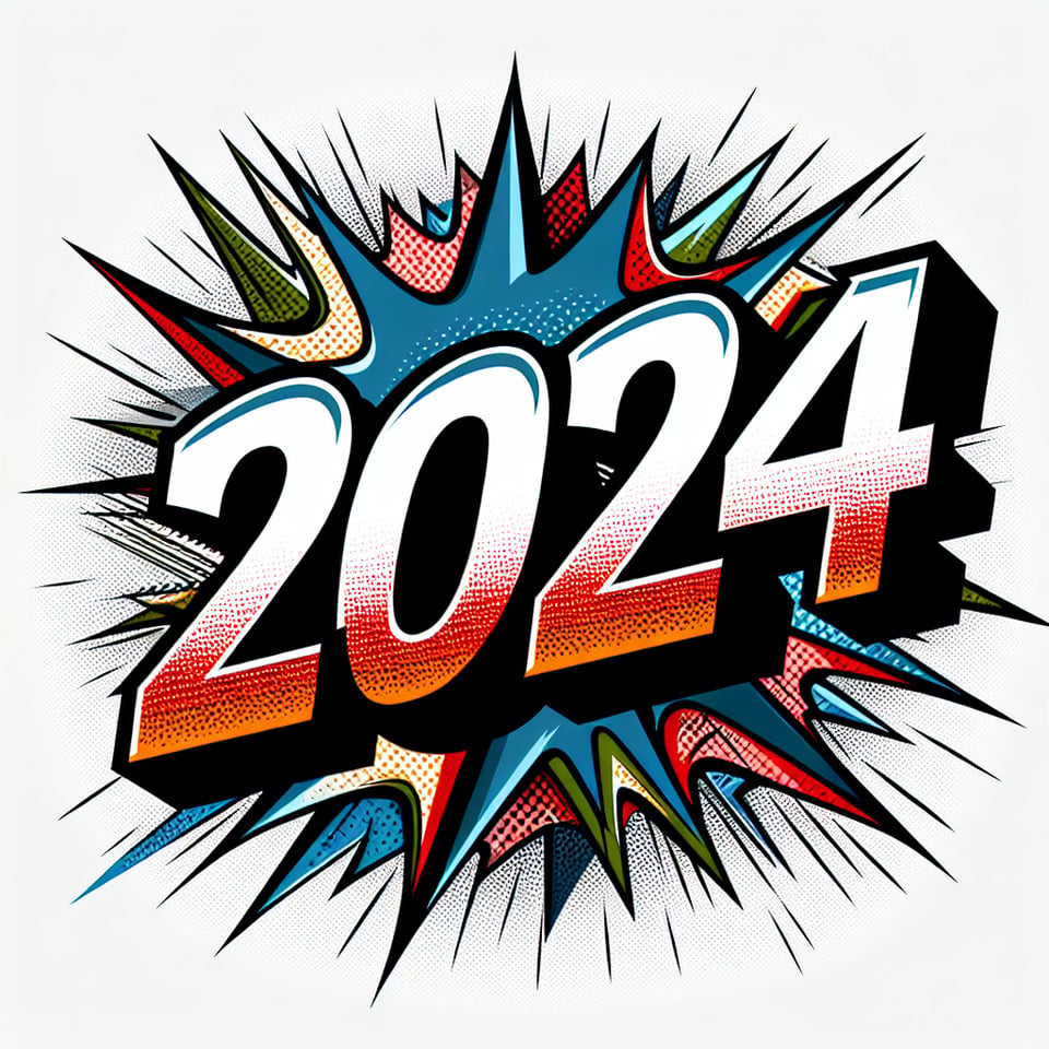 text 2024 comic style text effect on white background text effect image