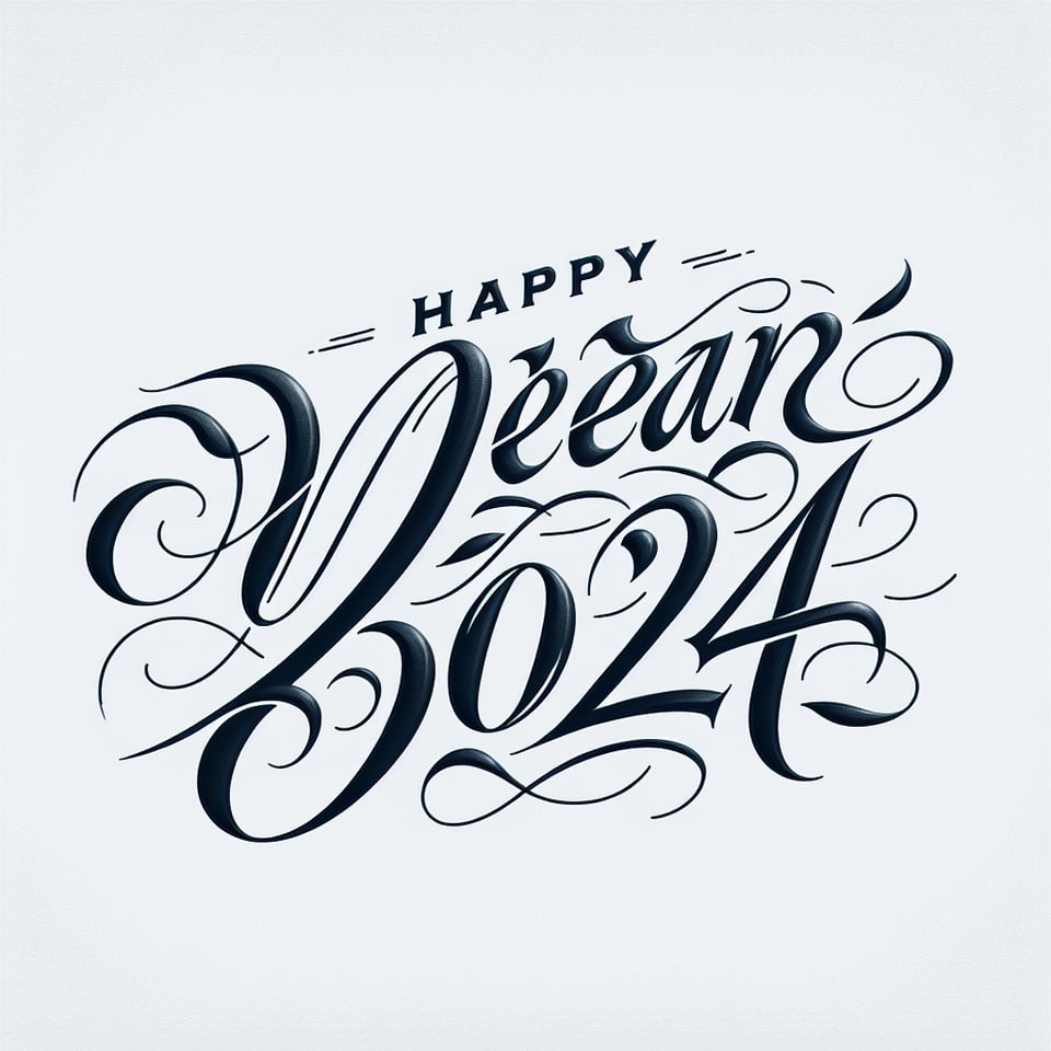 text  calligraphy happy new year 2024 for simpletypography text effect image