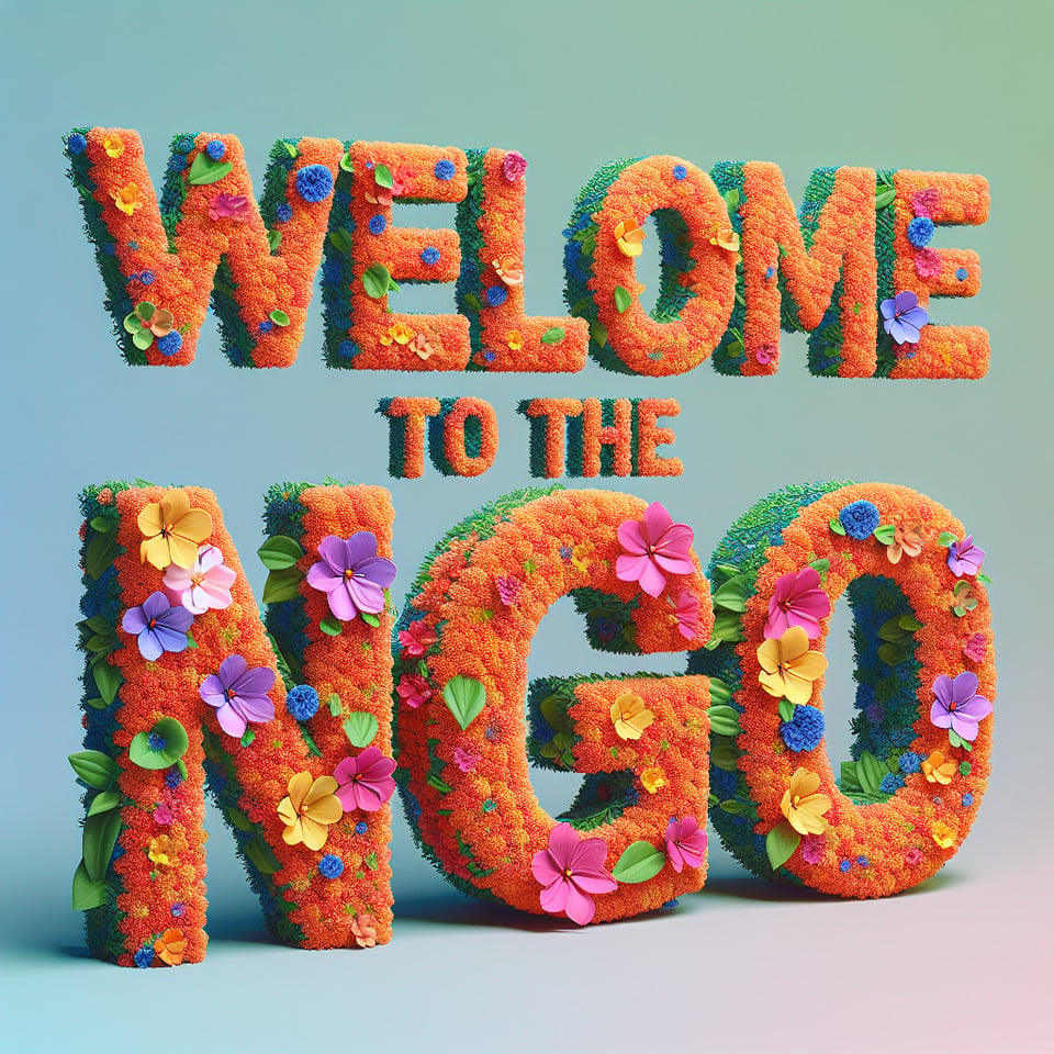 textWelcome to The NGO three-dimensionalmade of flowergorgeouswith a light gradient background text effect image