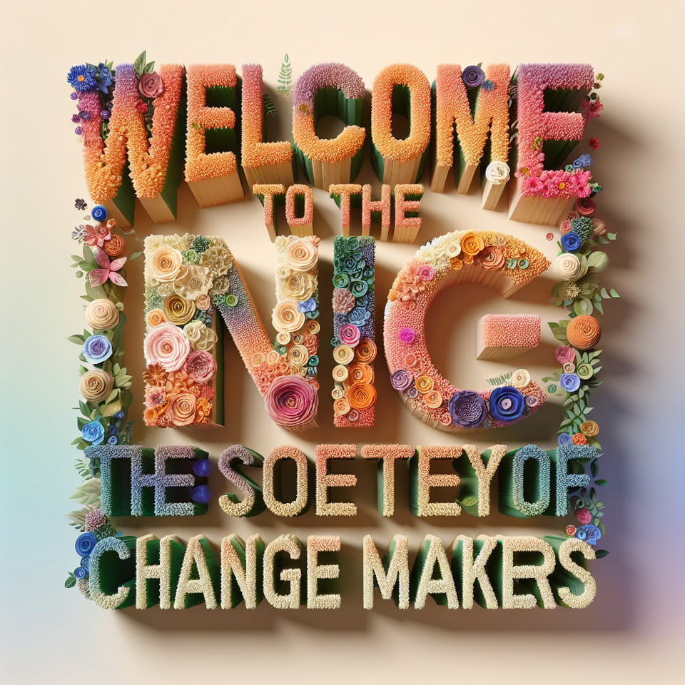textWelcome to The NGO The Society Of Change Makers three-dimensionalmade of flowergorgeouswith a light gradient background text effect image