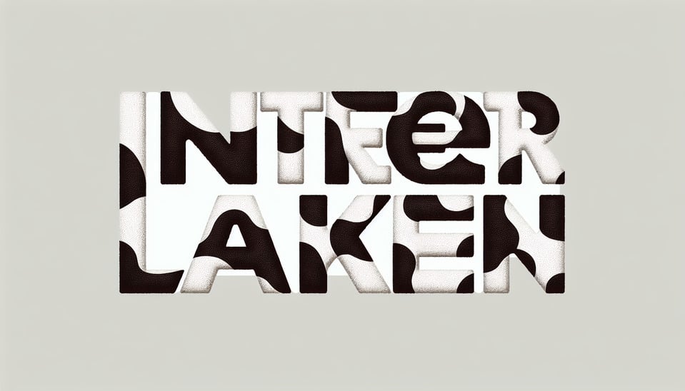 le mot INTERLAKEN avec un style de vache noir et blanche text effect image