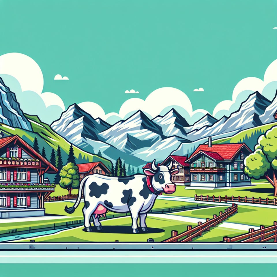 INTERLAKEN in skin cow cartoon style text effect image