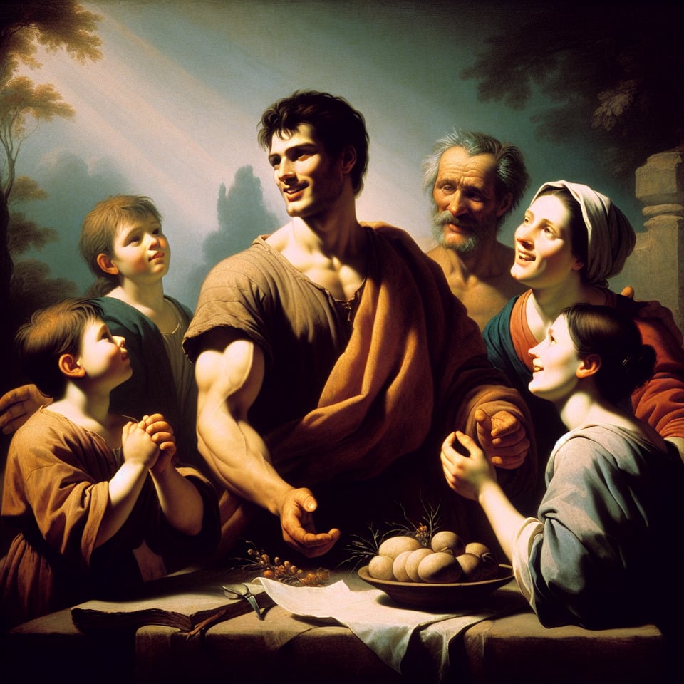 Messi and his family in Bible style text effect image