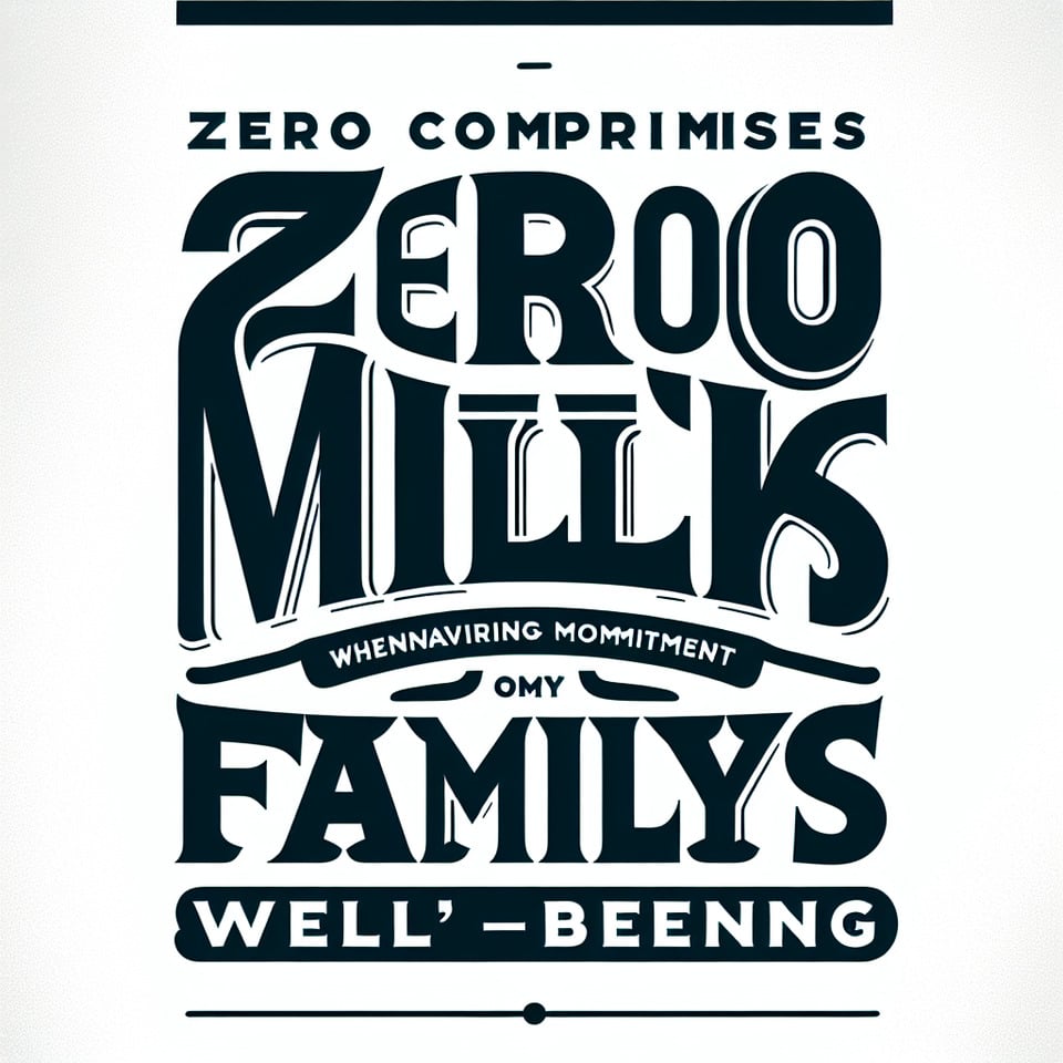 Zero compromises when it comes to milk for my family's well-beingtypography text effect image
