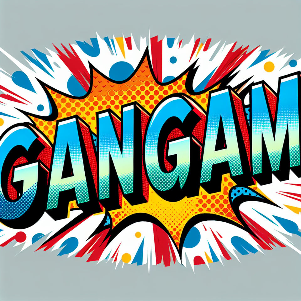 text GANGNAM comic style text effect on white background text effect image