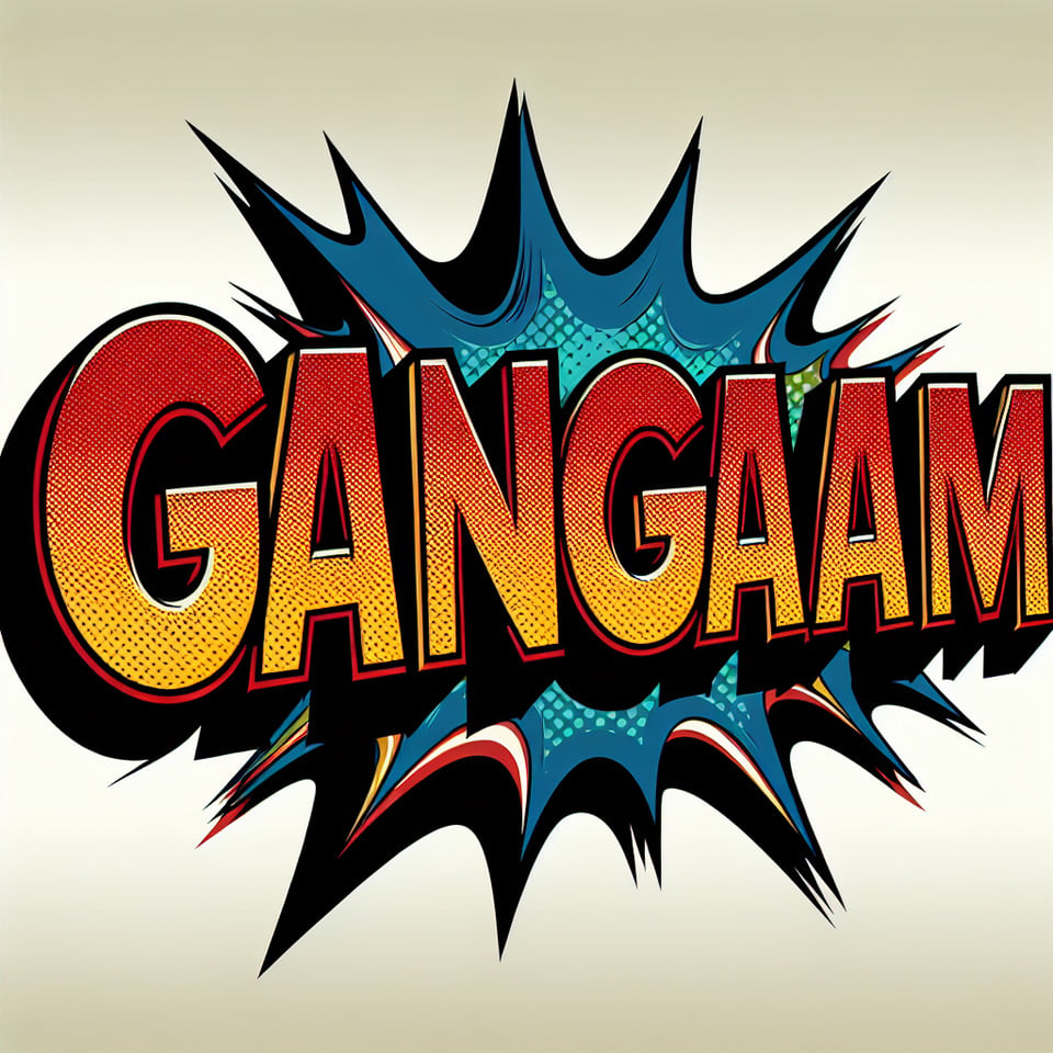 text GANGNAM comic style text effect on white background text effect image