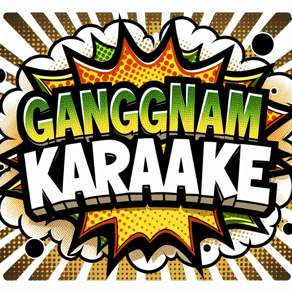 text GANGNAM KARAOKE comic style text effect on white background text effect image