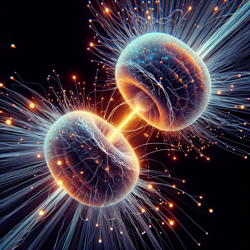 two protons colliding3d render text effect image