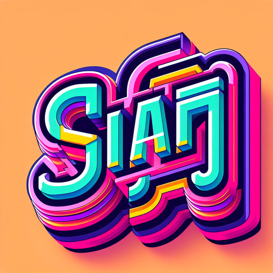 A nameSiam design with colourful 3d text effect image