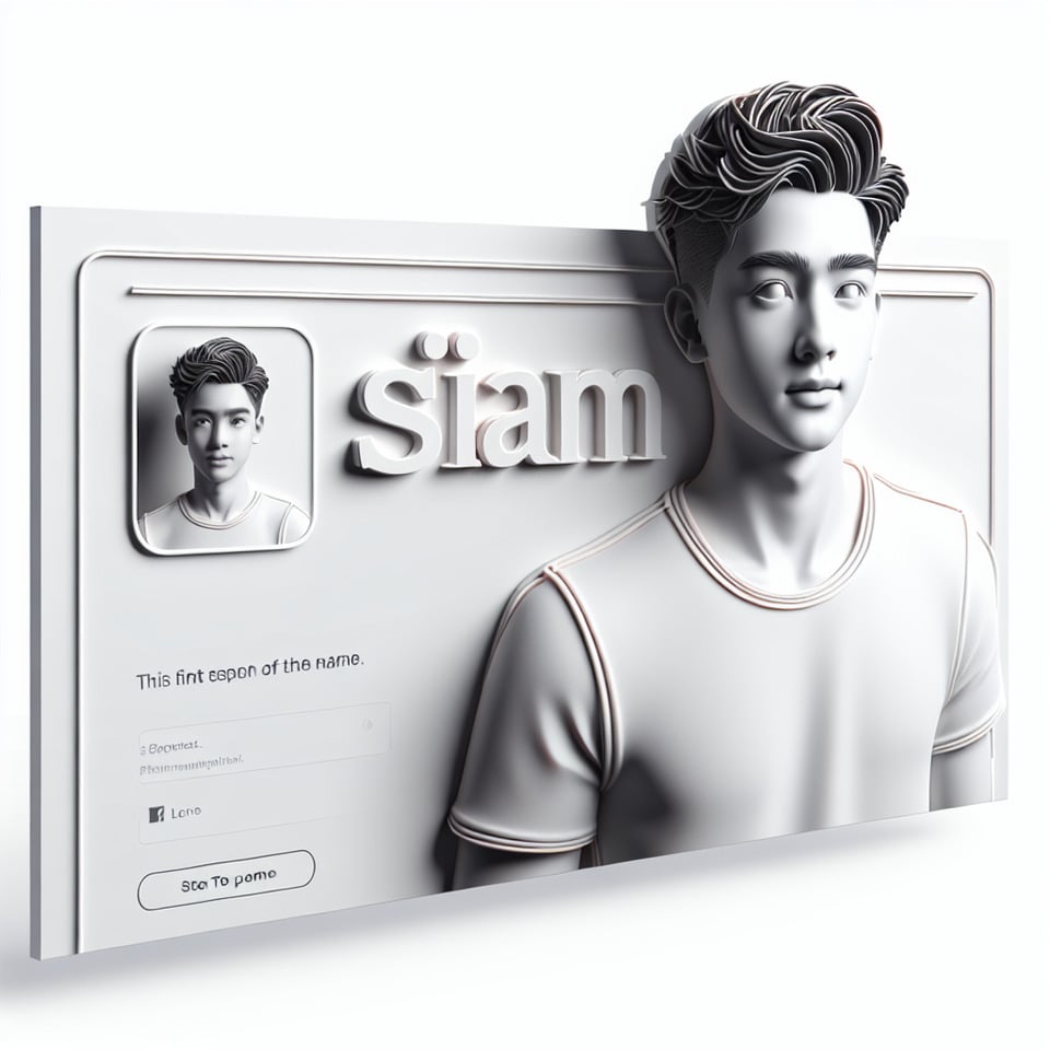 A boy name SIAM with white background design in 3d facebook cover size text effect image