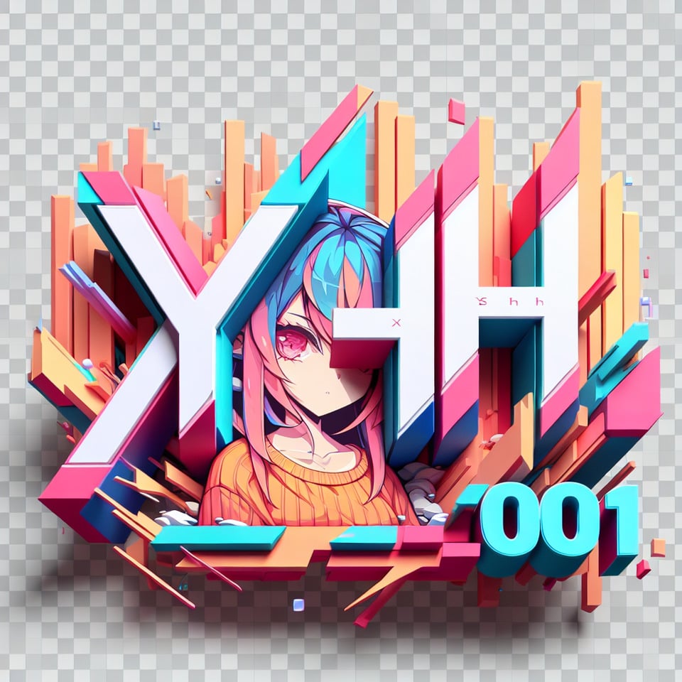 Text yxshh__01 3d text for anime thumbnail with no background text effect image
