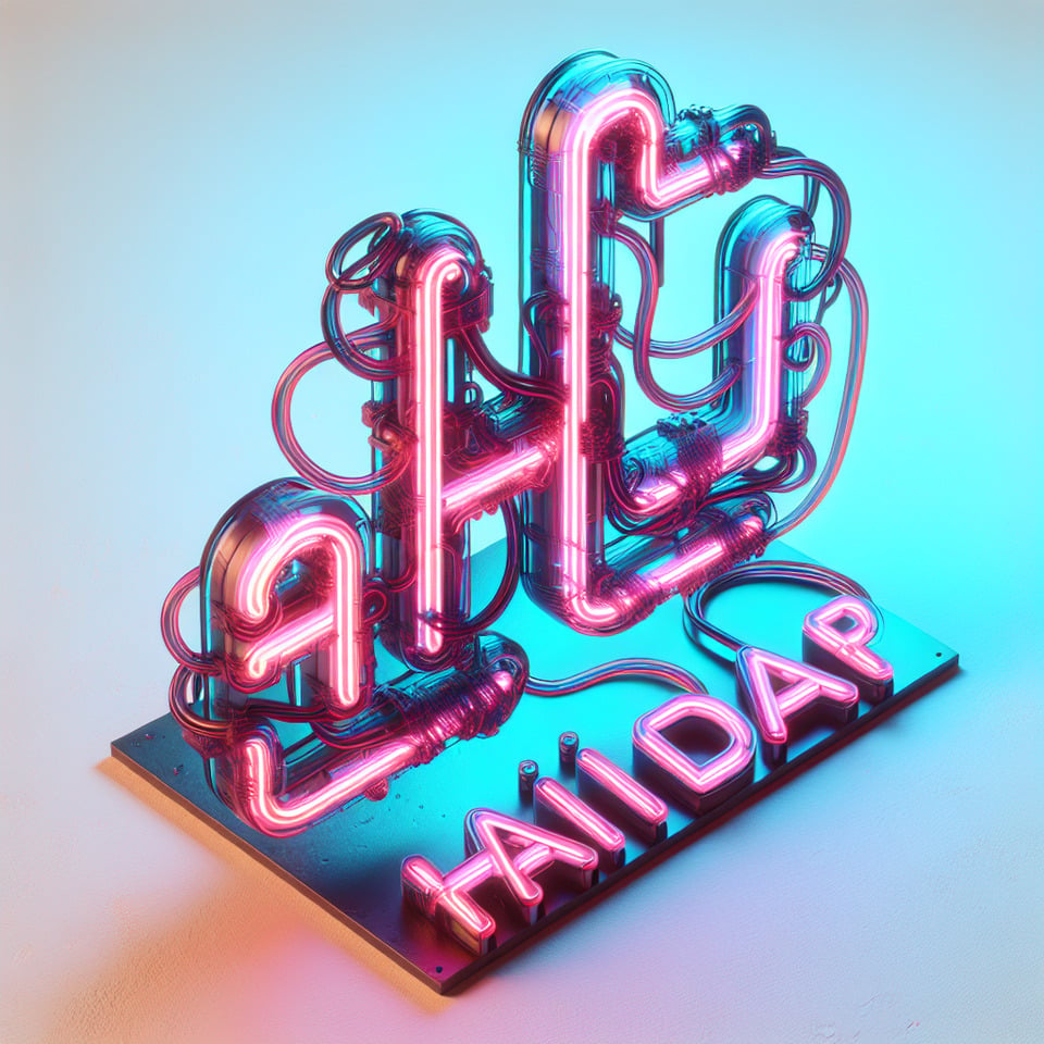 Text ALI HAIDAR cyberpunk stylethree-dimensionalNeon effectfluid within textlight background text effect image